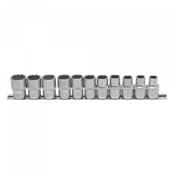 Steckschlüsseleinsatz-Set, 12,5 (1/2), 12-kant, 10 - 21 mm, 11-tlg.