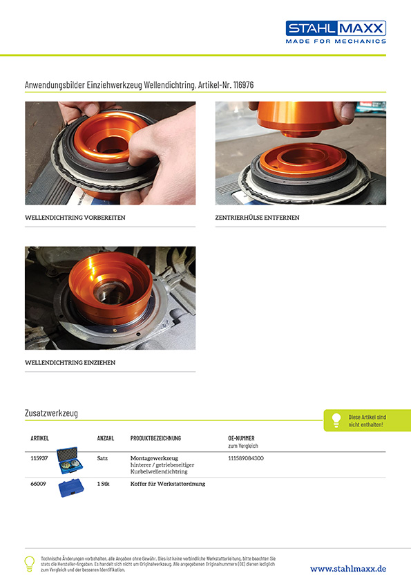 Wellendichtring Kurbelwelle Werkzeug stirnseitig für Mercedes OM642 - PCI  Shop, 40,99 €