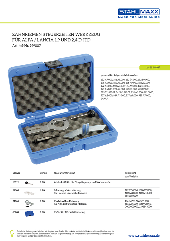 Steuerzeiten-Zahnriemen-Werkzeug für Fiat 1,8 16V HGT