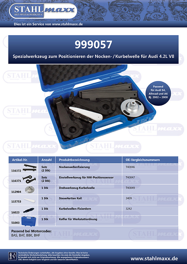 Motor Einstellwerkzeug Satz Steuerkette für Audi A4 Q7 2.7 3.0 4.0 4.2 TDI  V6 V8Motor Einstellwerkzeug